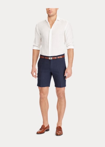 Men's Ralph Lauren Straight Fit Linen Shorts | 715230OHG